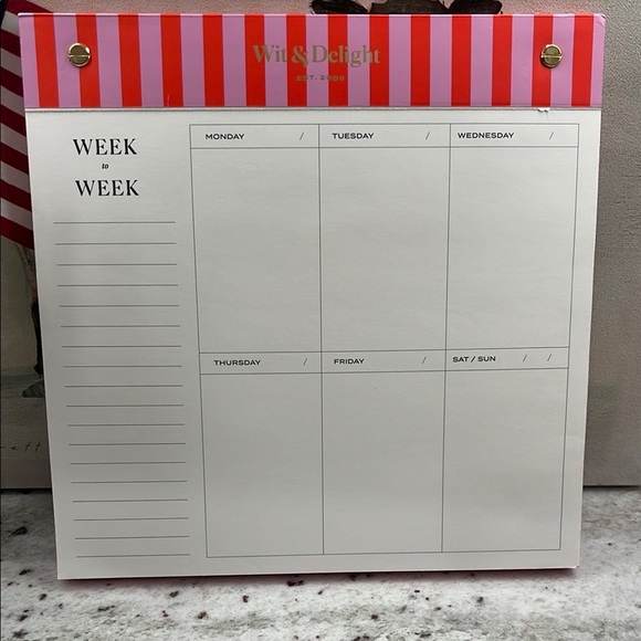 Wit & Delight- Anthropology Weekly Planner with Pink Stripes - Picture 1 of 7